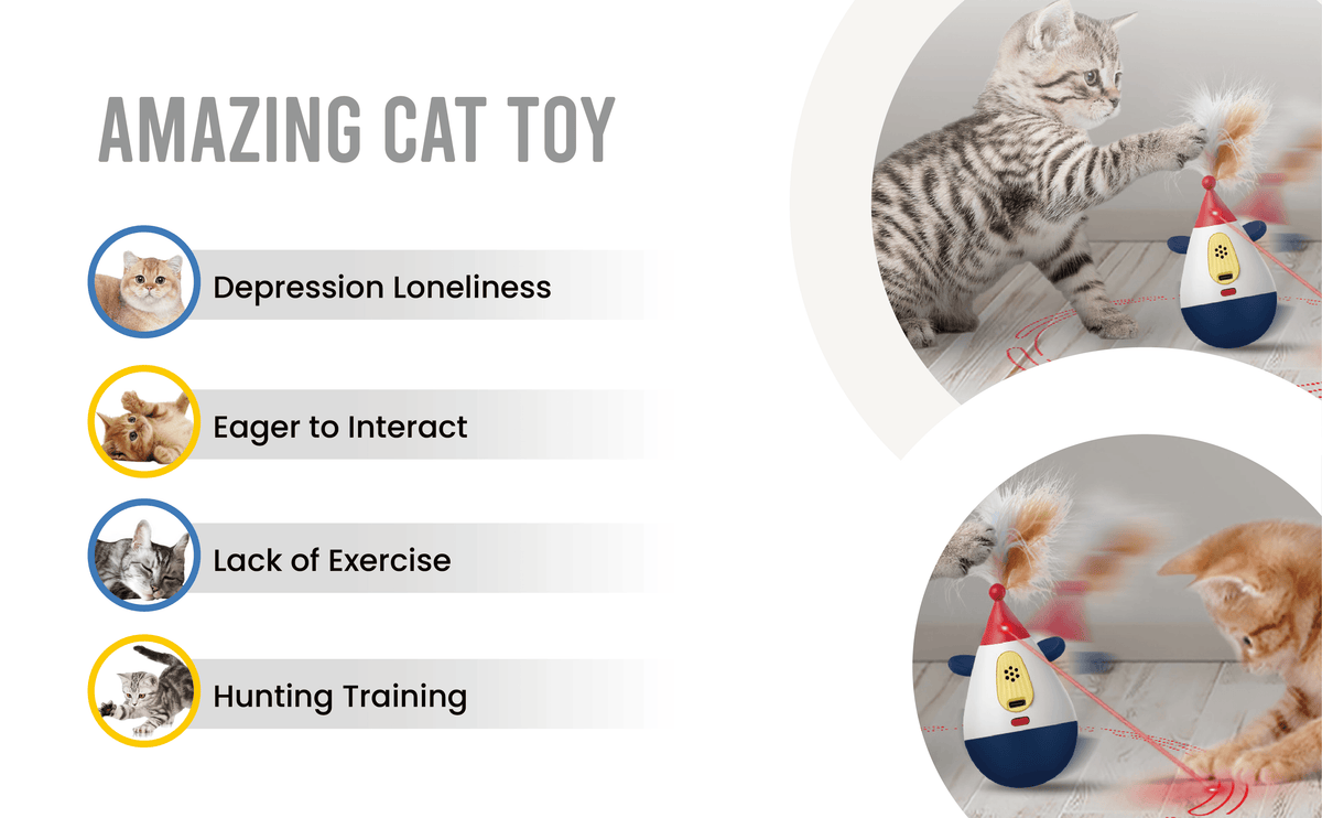Domimi Interactive Cat Toy with Laser & Feather Tail